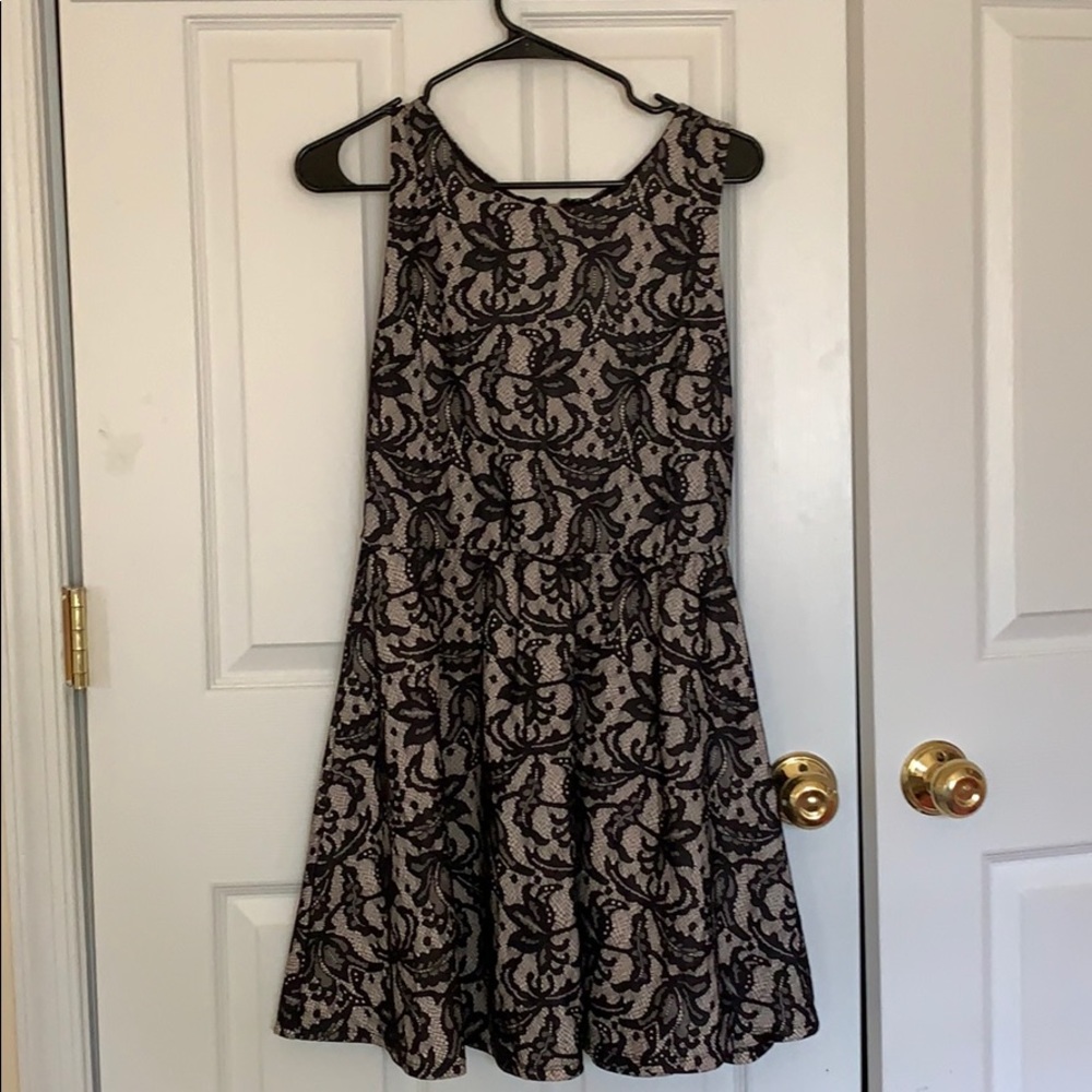 Black Netted Skater Dress